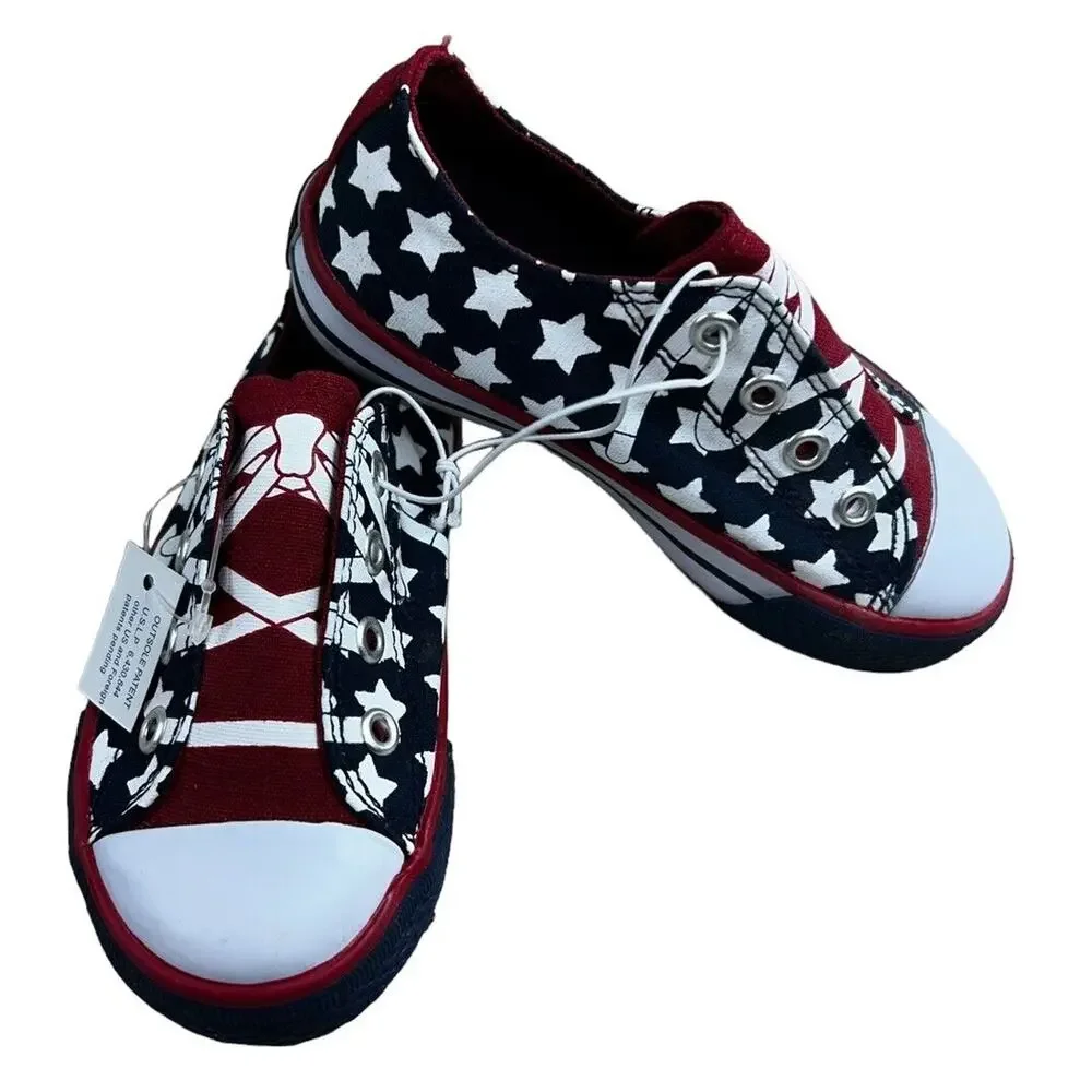 The Children's Place Patriotic Stars Slip On Sneakers Sz 8 Toddler Shoes USA New